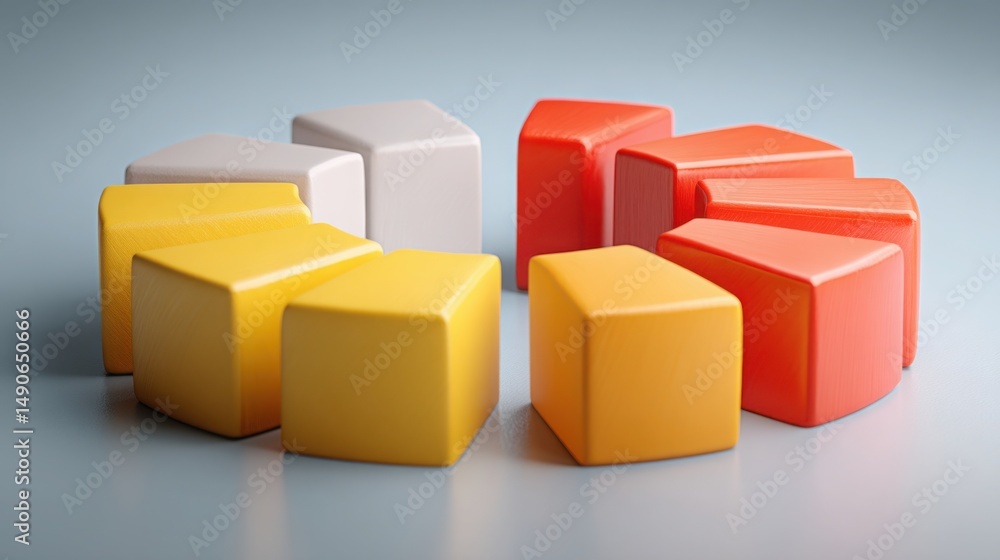 Poster group of colorful cubes arranged together representing diversity and complexity in demographic spend