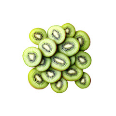 Fresh sliced kiwi fruit isolated on a transparent background, in a PNG format