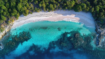 Elevated view of a secluded coastal beach.