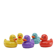 Playful colorful rubber duckies arranged in a joyful display