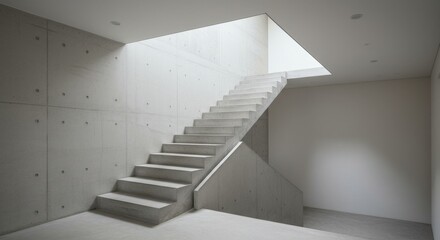 Modern Concrete Staircase Interior Design - Sleek minimalist concrete staircase in a modern home, showcasing clean lines and architectural detail