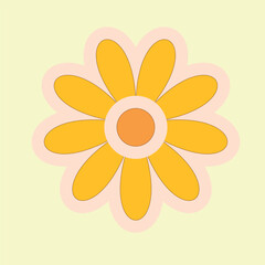 vector illustration flower separate, groovy colors, for postcard, packaging, wrapping paper, spring, summer, autumn, holiday, school