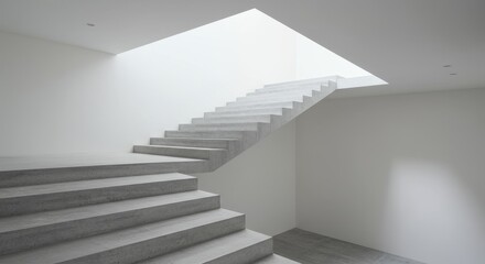 Modern Minimalist Staircase Design - Sleek, minimalist concrete staircase in a modern, bright interior space. Clean lines and simple design