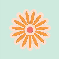 vector illustration flower separate, groovy colors, for postcard, packaging, wrapping paper, spring, summer, autumn, holiday, school