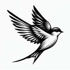 Obraz premium Soaring Swallow Monochrome Flight Illustration