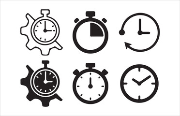 Clock icon set. Vector Time and Clock icons set. Horizontal set of analog clock icon symbol, Time icon Victor illustration Eps 10