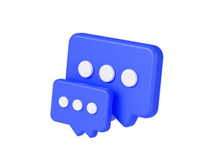 two blue speech bubbles with white dots isolated on a transparent background