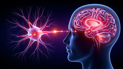 Obraz premium Neuron firing synapse brain cell neural network