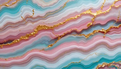 Abstract agate stone with gold veins and pastel colors