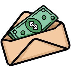 Cash filled envelope isolated vector illustration