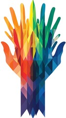 Colorful hands in a vibrant design