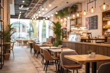 Brightly Lit Cafe Interior Modern Design and Ambiance