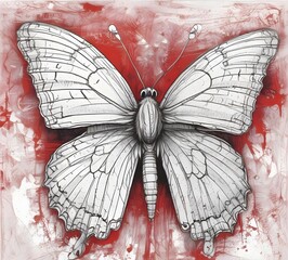 butterfly on a red background