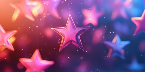 Obraz premium Lively feedback interaction scene with floating bright stars