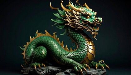 Obraz premium golden dragon statue