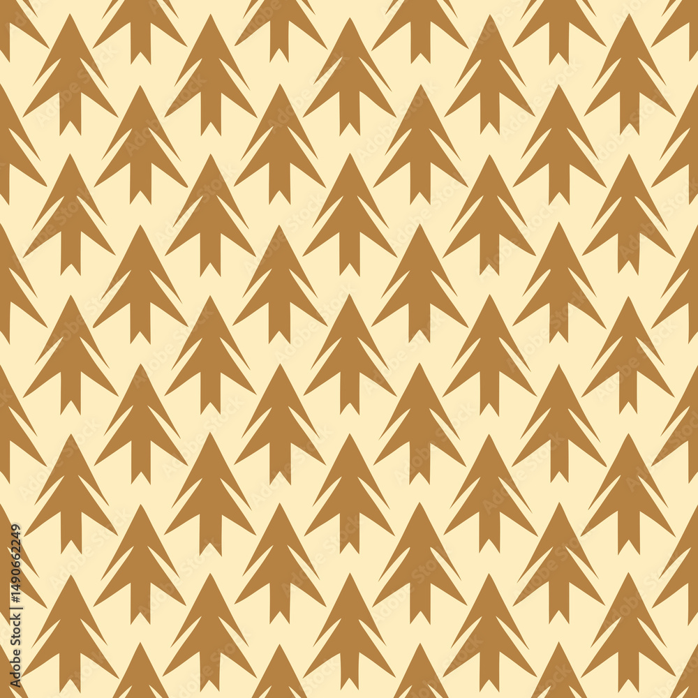 Poster seamless vector pattern of stylized brown trees on beige background