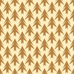 Seamless vector pattern of stylized brown trees on beige background  