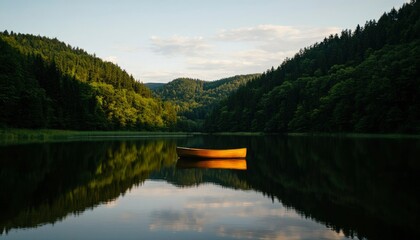 Fototapeta premium Calm lake, serene forest