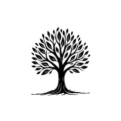 Naklejka premium Elegant silhouette of a tree showcasing resilience, growth, and natural beauty