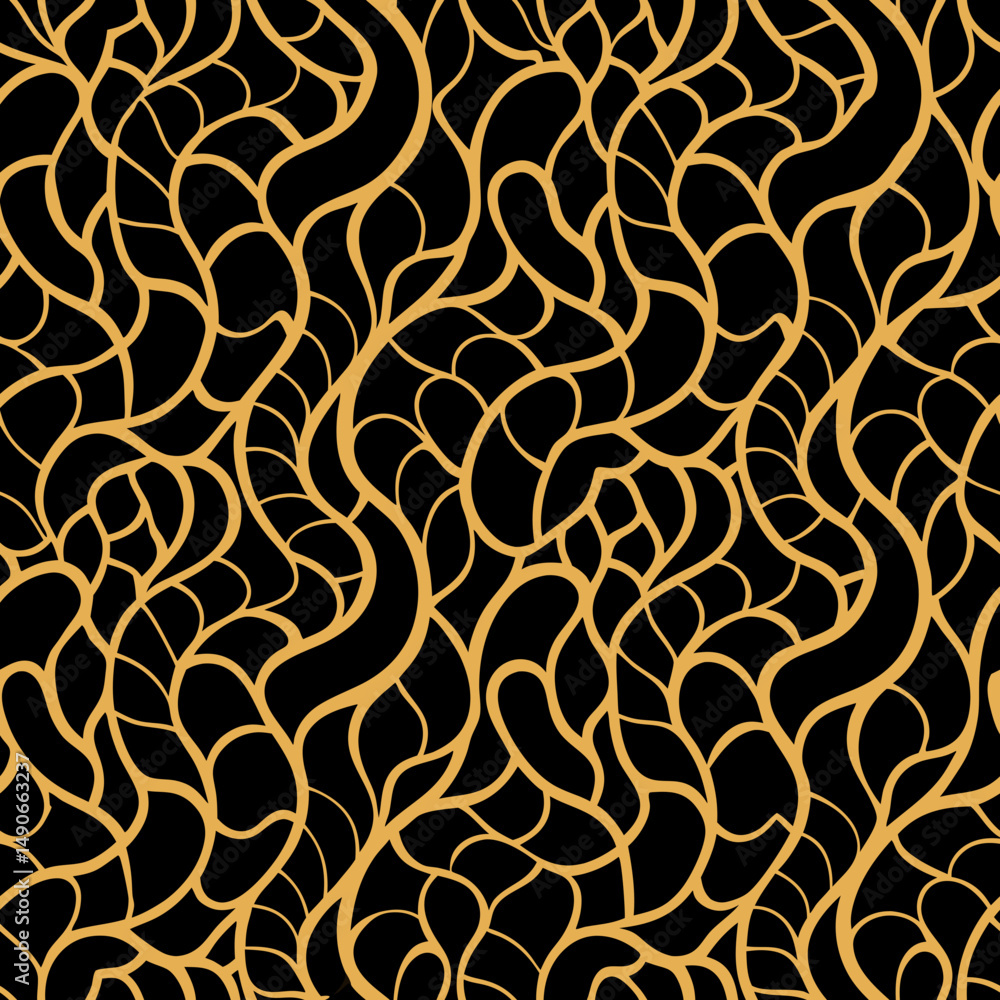 Poster stylish seamless vector pattern with gold lines on black background