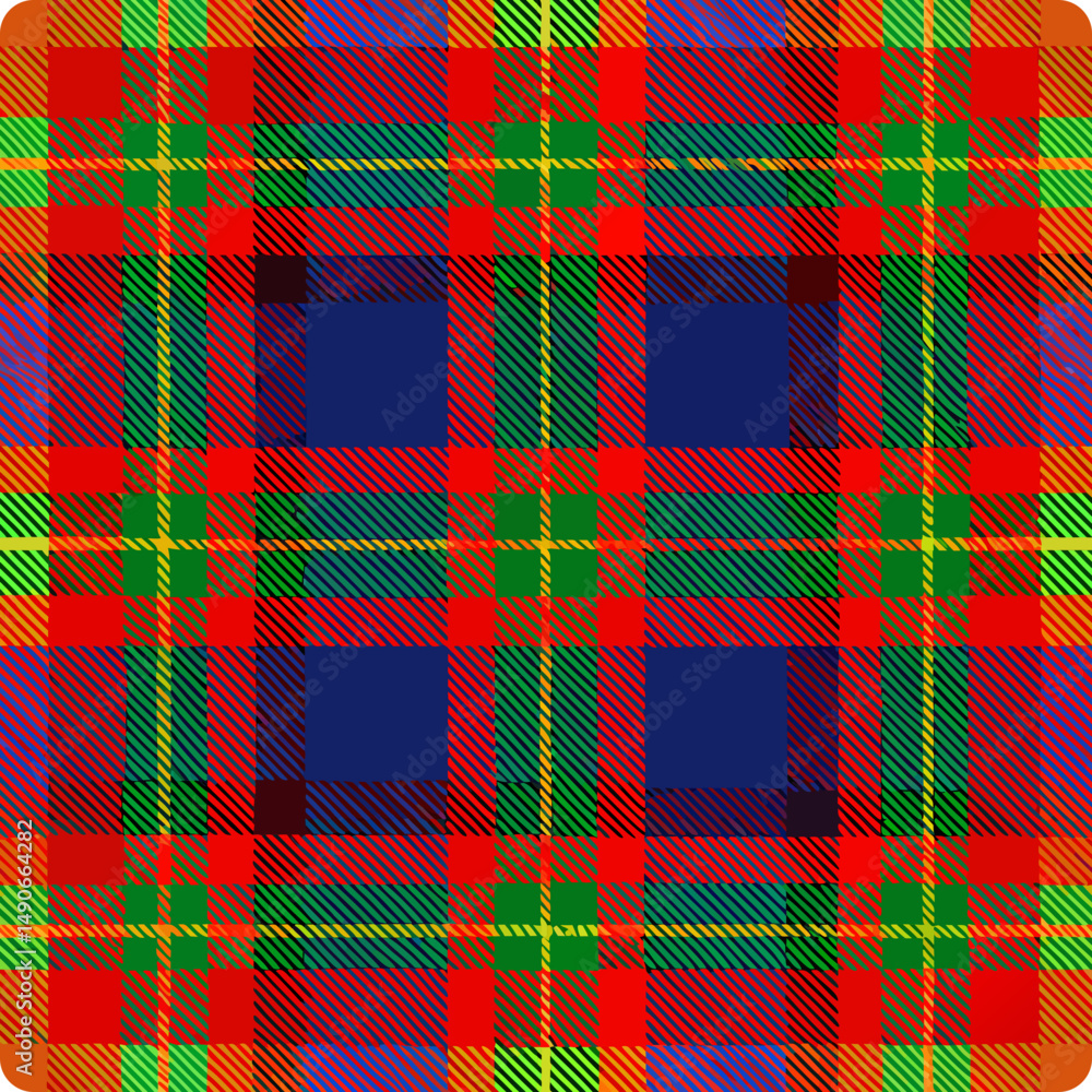Poster tartan seamless vector pattern in vibrant colors with stripes