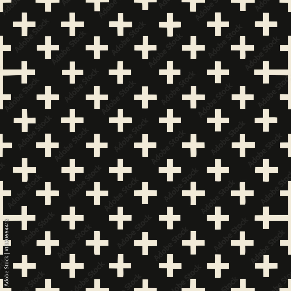 Poster timeless seamless vector pattern with tiny stylized crosses on black background