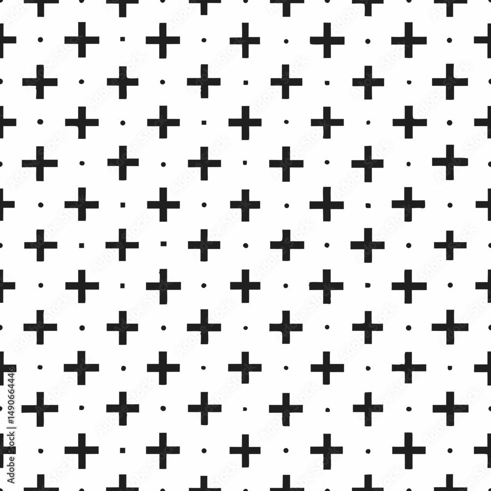 Poster timeless seamless vector pattern featuring tiny stylized crosses on white