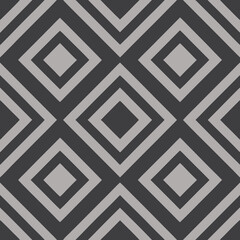 Concentric diamond shapes seamless vector pattern in dark gray tones  