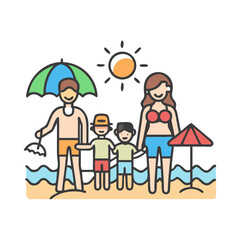 family beach day icon, family beach day vector illustration-simple illustration of family beach day, perfect for family beach day logos and icons
