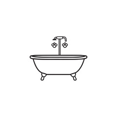 Printflat vector illustration of bathtub and baby bath icon on white background