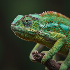 Fototapeta premium Green chameleon on branch