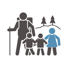 family hiking icon, family hiking vector illustration-simple illustration of family hiking, perfect for family hiking logos and icons