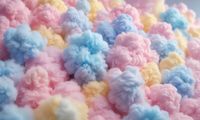 Fuzzy pink, blue, yellow ombre, cotton candy texture,  blue, cotton candy