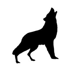 black silhouette of a wolf