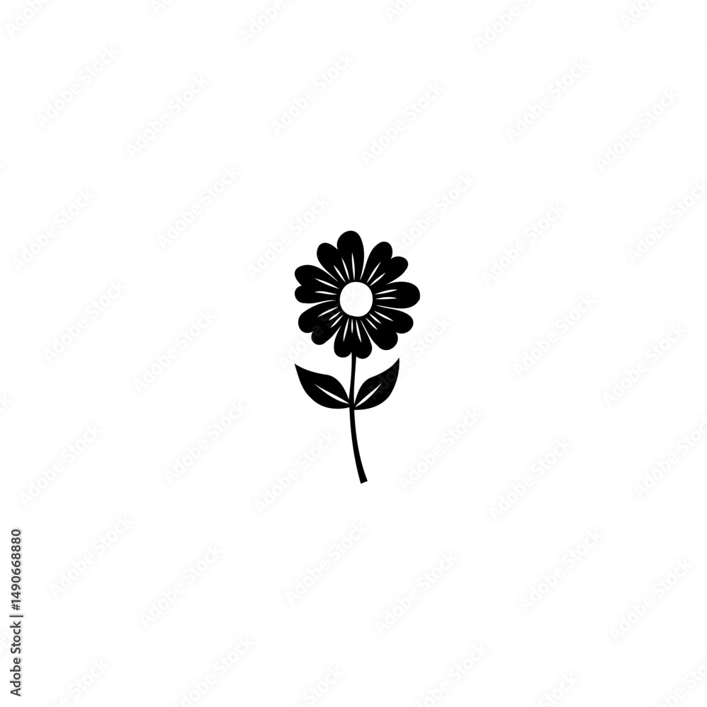 Poster simple floral representation with elegant monochrome design on an empty canvas