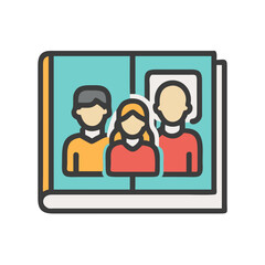 family photo album icon, family photo album vector illustration-simple illustration of family photo album, perfect for family photo album logos and icons