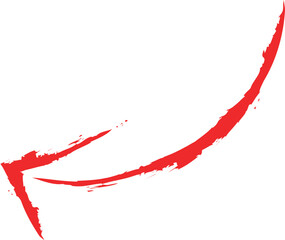 Red Curved Arrow Brushstroke Design Element on White Background for Directional Emphasis
