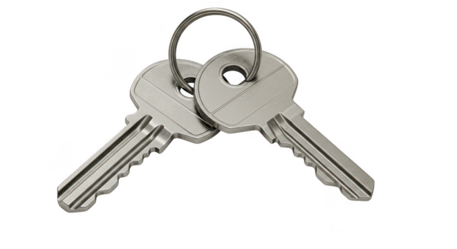 Silver keys against black background