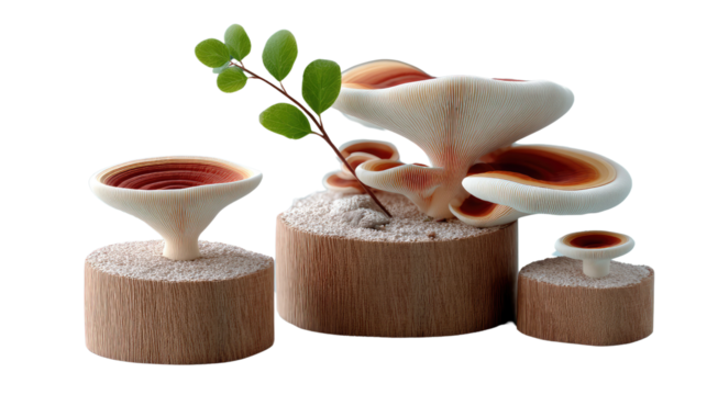 Magical Mushrooms: Capturing the serenity of whimsical mushroom arrangement with a touch of nature's delicacy. It evokes a sense of wonder and a unique blend of earth's bounty