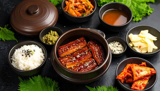 Unagi Don: A Delicious Japanese Unagi Rice Bowl with Sides