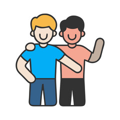 friends hugging icon, friends hugging vector illustration-simple illustration of friends hugging, perfect for friends hugging logos and icons
