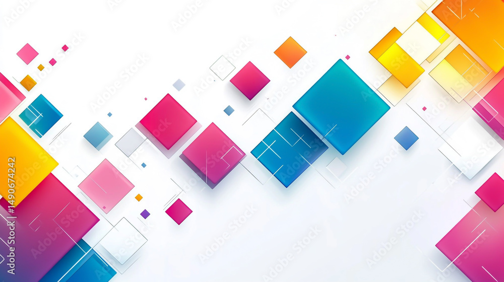 Aufkleber abstract background with colorful squares in a flat design style, geometric shapes, and color block 