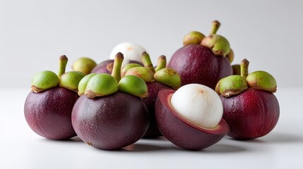Isolated Whole Mangosteen with Natural Lighting