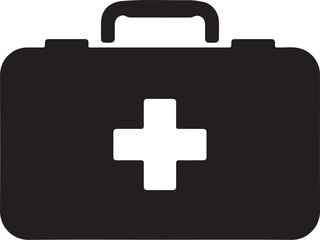 Simple Black First Aid Kit Icon Graphic