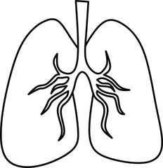 Human lungs outline diagram. Respiratory system.