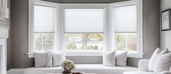 Extra large pleated blinds in white, featuring a 50mm fold, showcased in the window opening. Contemporary top down bottom up privacy shades for apartment windows