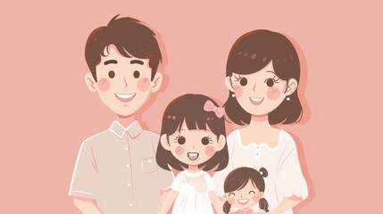 Obraz premium Happy Family Portrait with Two Daughters