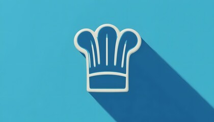 Chef's hat icon on blue background for culinary design