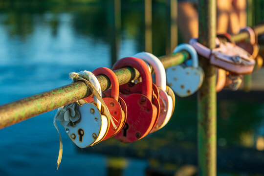 Love Padlocks on Bridge, Symbol of Eternal Commitment
