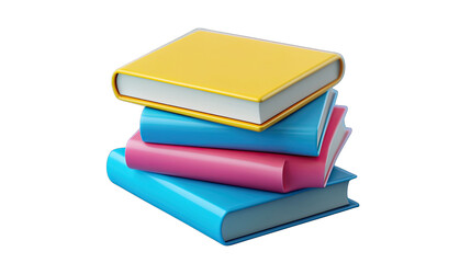 Vibrant Stack of Hardcover Books in Yellow, Pink, and Blue, Representing Knowledge, Education, and Literary Creativity